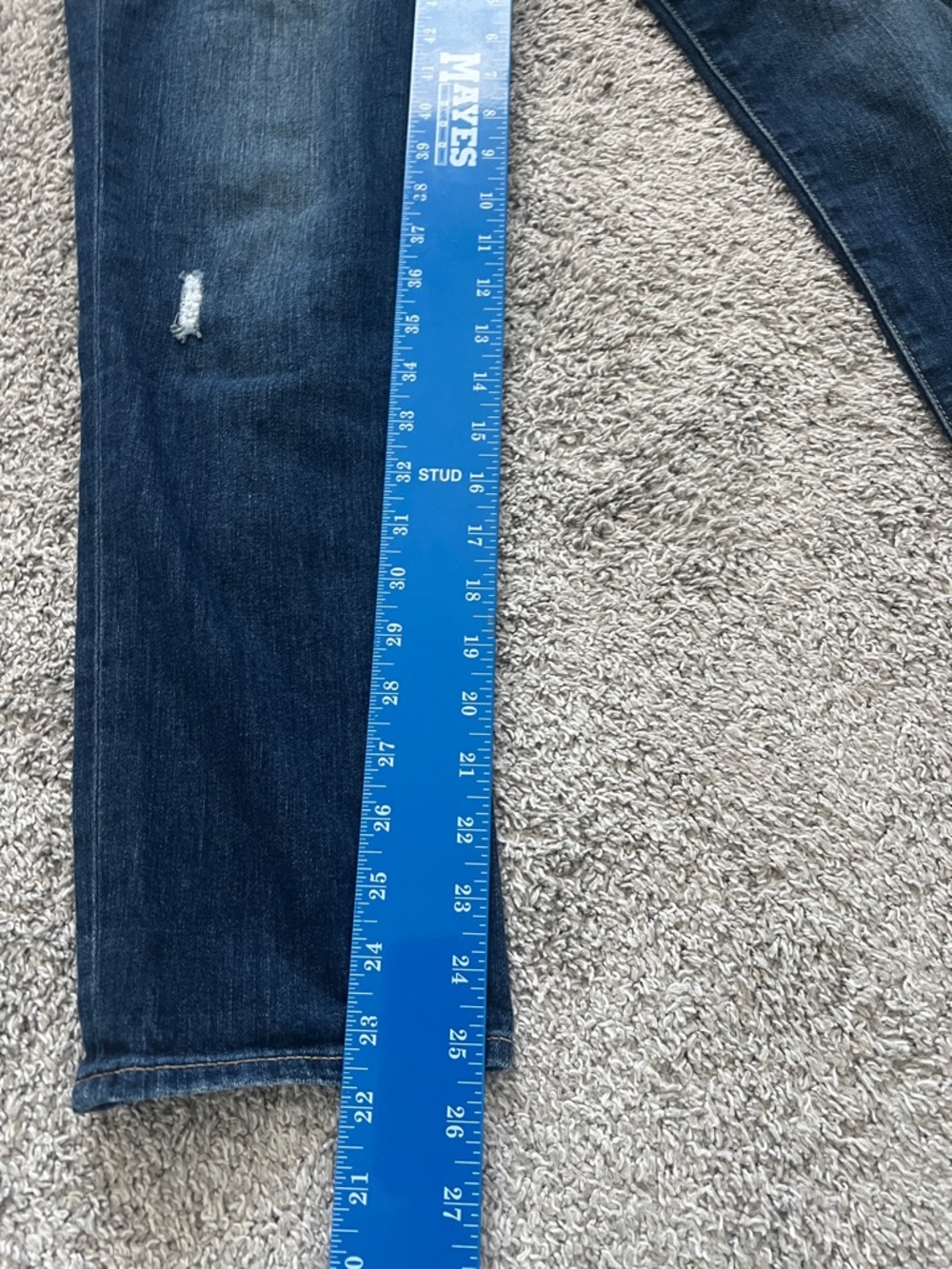 Paige Jimmy Jimmy Distressed Medium Blue Crop Stretch Denim Jeans - Size 28 - Picture 13 of 13